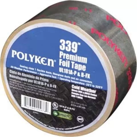 339 3"X60YD COLD WEATHER TAPE,
DOWN TO-10F DEGREES UL181 ALUMINUM
FOIL TAPE UL Label